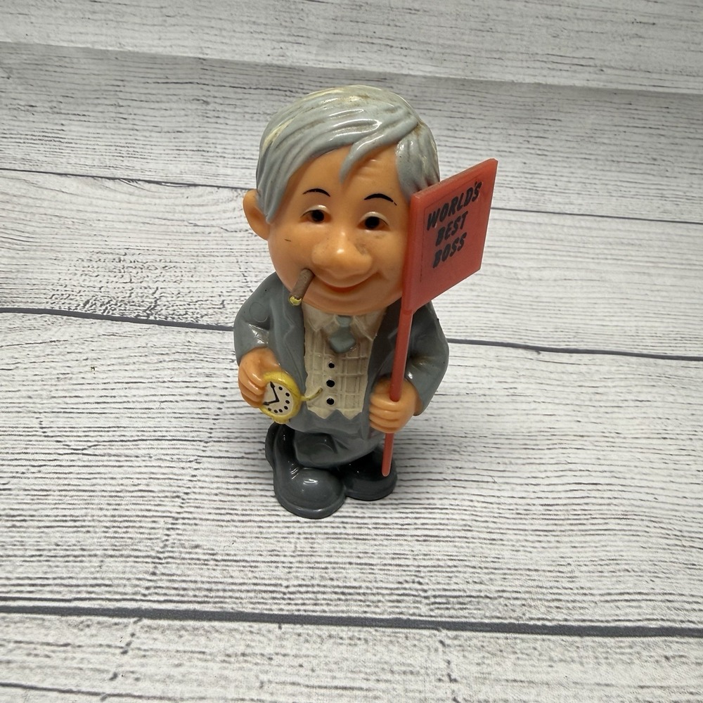 WORLD'S BEST BOSS Plastic Statue Figurine 1970's HONG KONG Funny Novelty Award